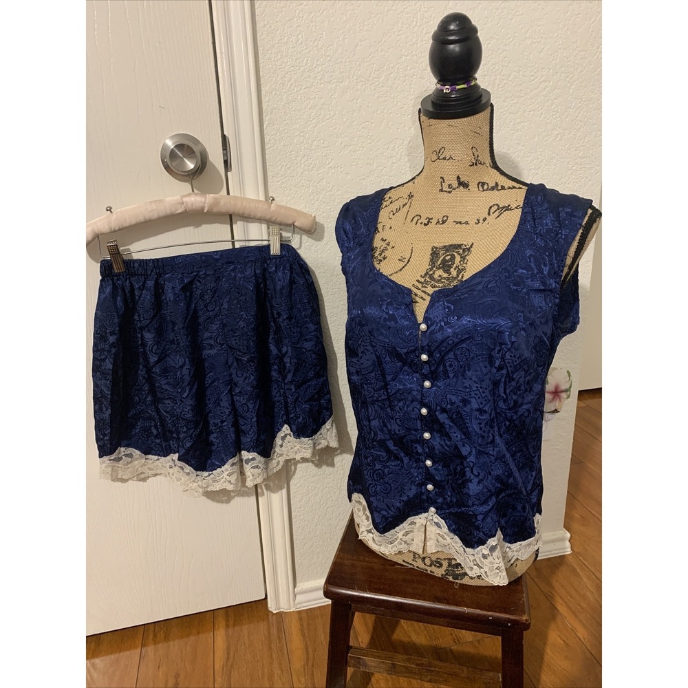 Vintage Victoria's Secret Navy Blue Lounge Set Shorts S Top M Navy Blue Rare